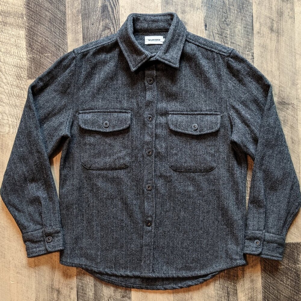 Taylor Stitch Explorer Shirt Coal Herringbone Grey Wool, 38 - Picture 2 of 8